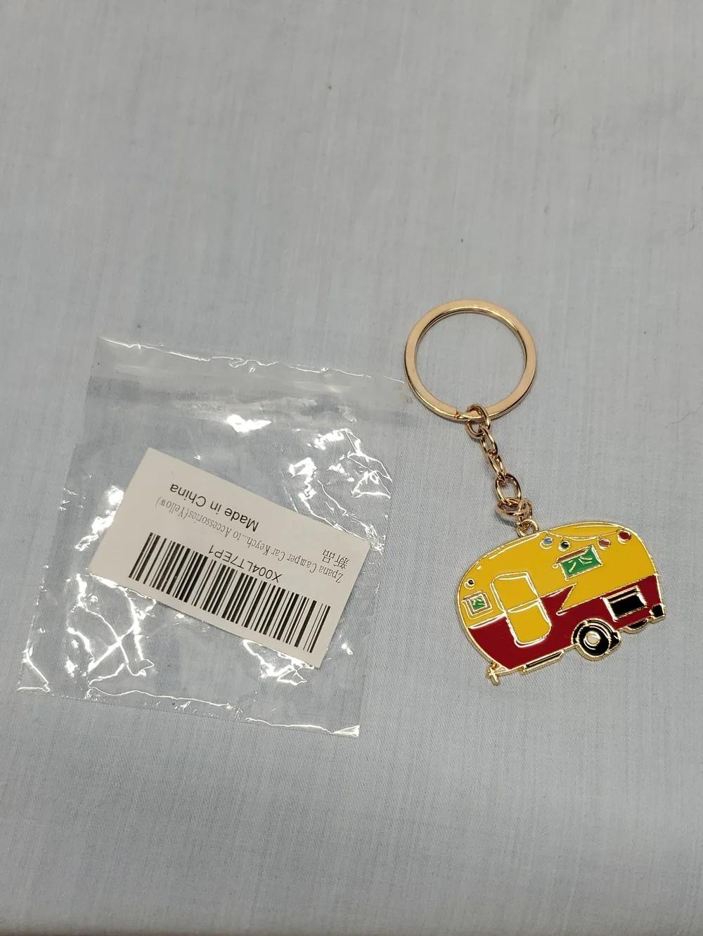 Gold-tone Yellow & Red Camper Keychain for Kids Accessories